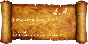 Lebovits Apolló névjegykártya